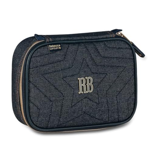 Estojo Box Rebeca Bonbon Jeans Vintage Organizador Espaçoso Escolar Trabalho Faculdade