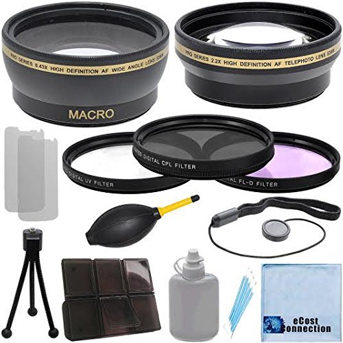 Pro Series 52mm 0.43x Wide Angle Lens + 2.2x Telephoto Lens with an