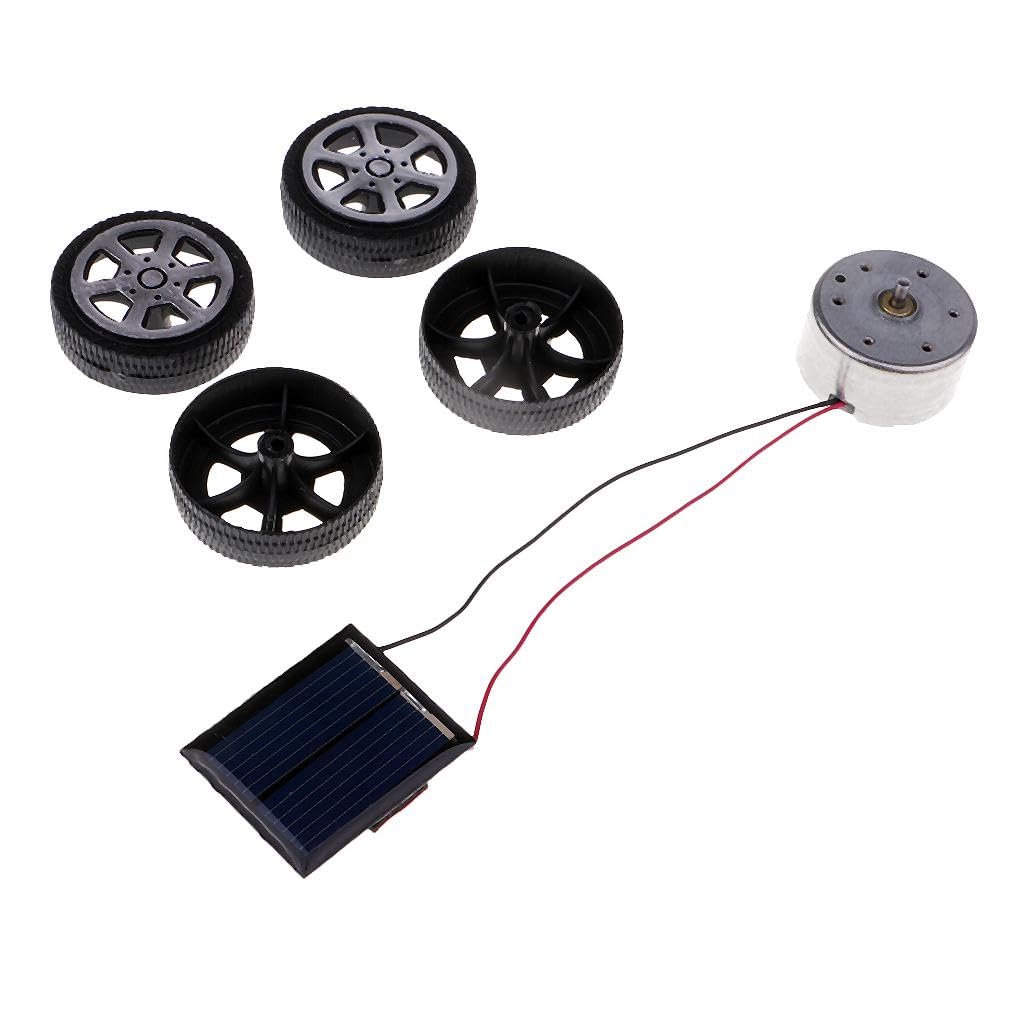 2X Energía Solar, Kit de Coche de Juguete DIY con Energía Solar, Gadget Educativo, Hobby, Azul, 5 Piezas