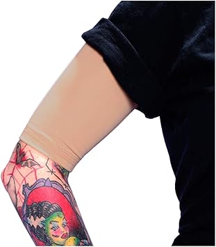 Amazon Com Tat2x Ink Armor Premium Half Arm Tattoo Cover Up Sleeve No Slip Gripper U S Made Suntan Ml Single Half Arm Sleeve Tattooing Products Beauty Personal Care