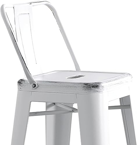 Miniatura 22 de Taburetes industriales modernos de metal con respaldo y 4 patas para barras, marca AC Pacific (juego de 2 unidades), Metal, Negro gastado Negro