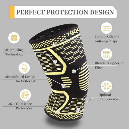 Copper Knee Braces for Men and Women - Compression Sleeve for Knee Pain Relief