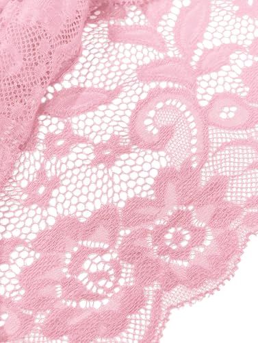 Image of Lilosy Sexy Sheer Floral Lace Pajamas Lingerie Set High Waist Sleepwear Bra and Panty 2 Piece Nightwear