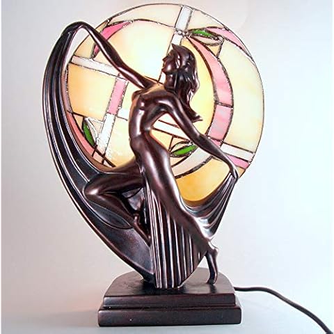 Art Deco Bronze Dancing Tiffany Lady Lamp Cover