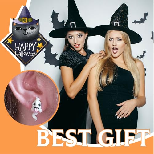 Halloween Ghost Earrings for Women Glow-In-The-Dark Cute Spooky Animal Bite Stud Earrings Halloween Jewelry Gifts Accessories Costumes4
