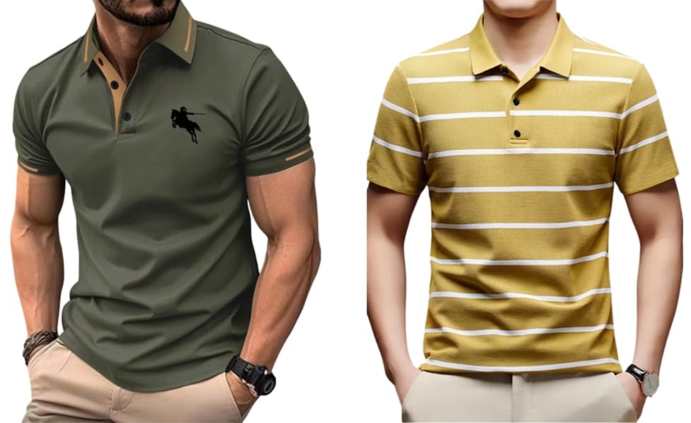 Image of TAGAS Men's Short Sleeve Polo Shirt, Button Up Collar | T-Shirt for Mens | Casual T Shirt for Men | (MT-7)