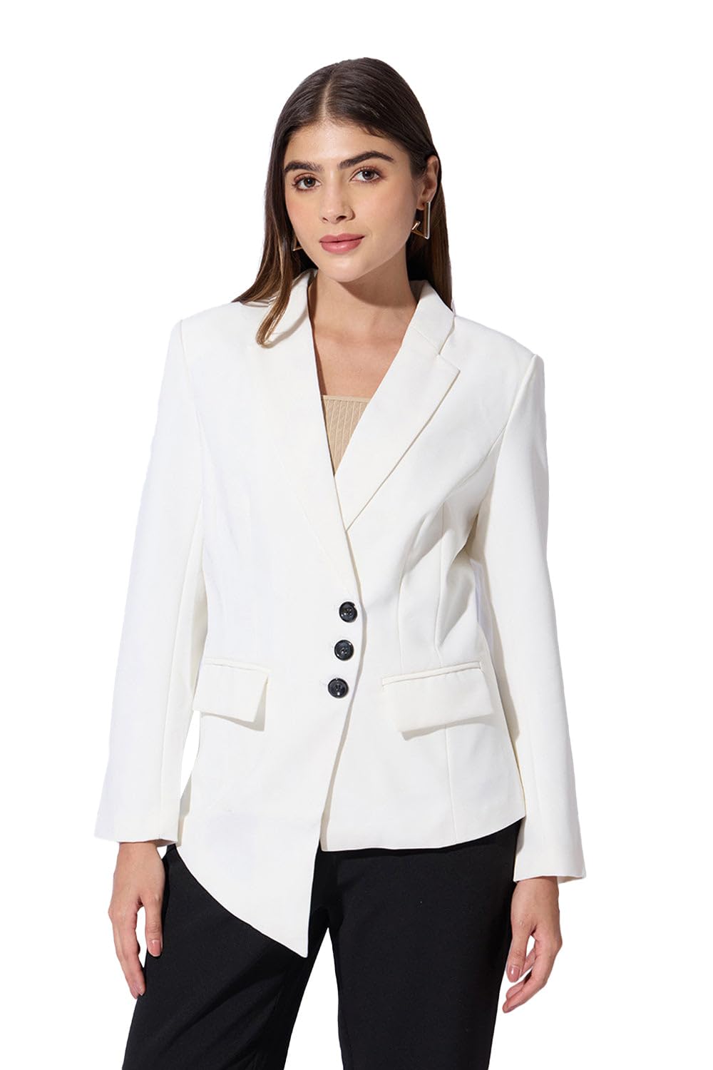 Women Solid Single Breasted Formal Blazer | Notched Lapel Full Sleeves Cotton Blazer for Womens | Tailo Fit Regular Length Blazer for Women's-image-47