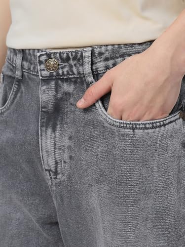 Image of Neostreak Men's Loose Baggy Fit Heavy Washed Jeans Non-Stretchable