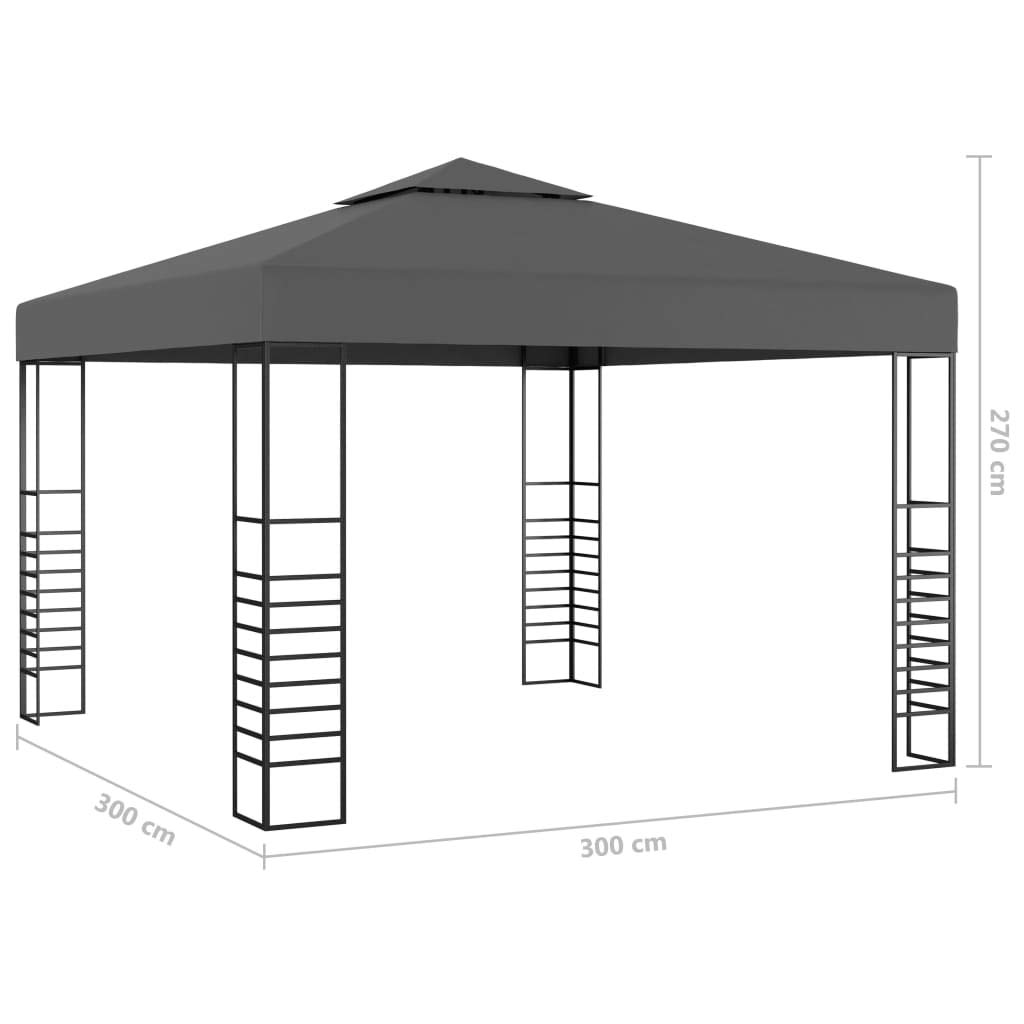 Gartenzelt Pavillon Partyzelt Sonnenschutz Gartenpavillon Bierzelt Gartenlaube mit LED-Lichterkette 3x3 m Anthrazit