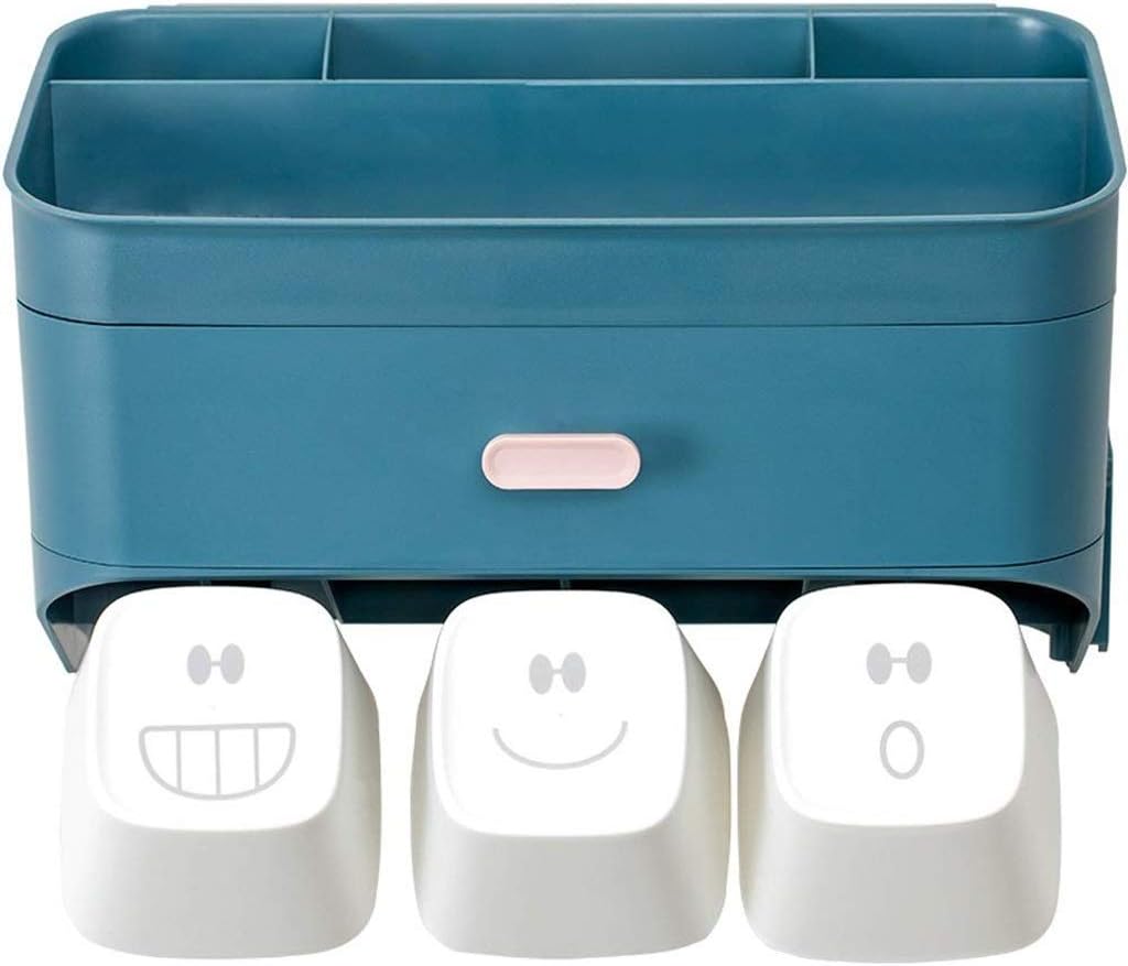 Toothbrush Holder Wall Mount Storage Set,Plastic Tooth Brush Organizer for Bathroom,No Drilling Electric Toothbrush/Toothpaste Stand(E)