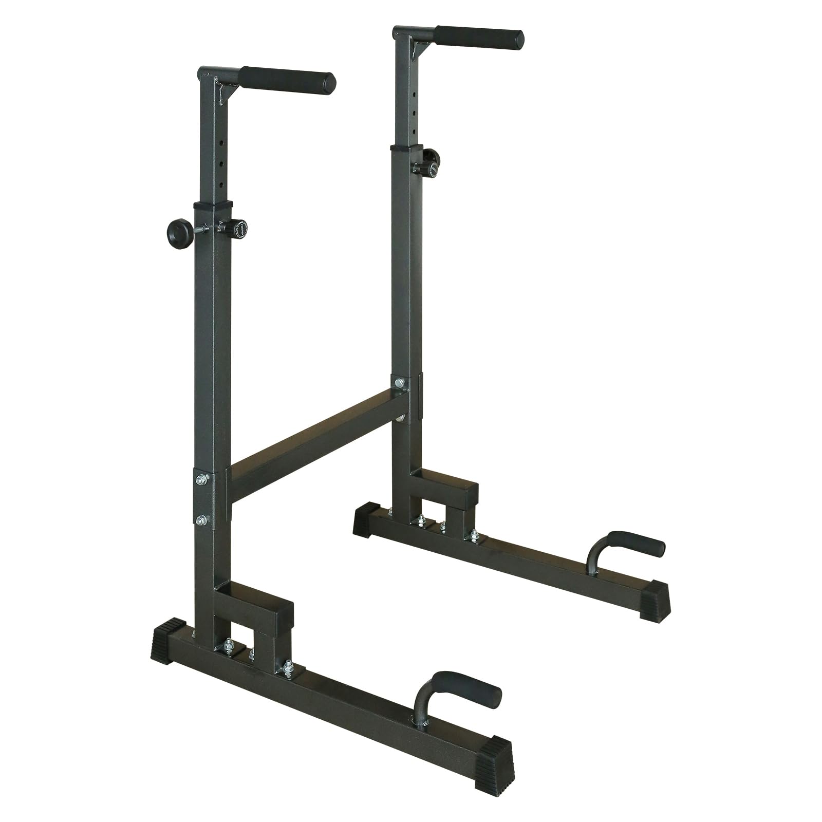 Adjustable Power Tower Dip Stand Station with Bench Pull Up Bar - Heavy Duty Multi-Function Fitness Equipment for Home Gym, Black