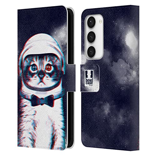 Étui portefeuille Samsung S23 cuir Head Case Designs Chats Étranges