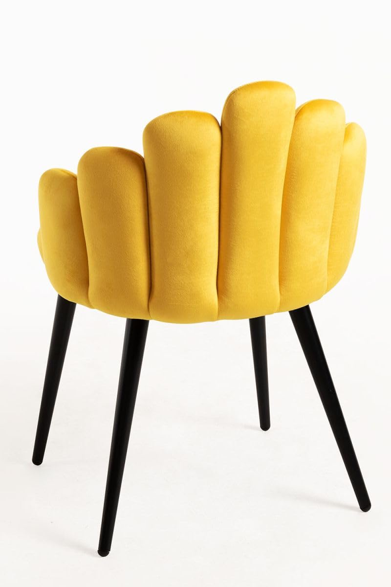 Regalos Miguel - Sillas Comedor - Silla Hand Terciopelo Patas Negras - Amarillo