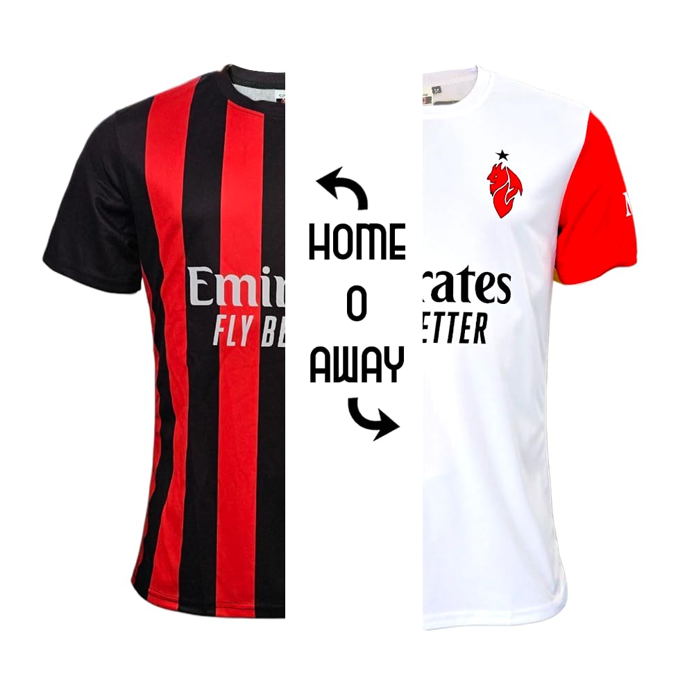 AC Milan | Maglia Replica Ufficiale | Personalizzabile con Nome e Numero | Taglie da 4Y a XXL | 100% Poliestere | Spedizione 24h | Rosso, Nero