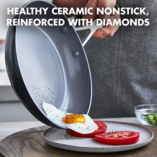 Greenpan Valencia Pro Hard Anodized Healthy Ceramic Nonstick 10" Frying Pan Skillet With Lid, Pfas-Free, Induction, Dishwasher Safe, Oven Safe, Gray #TOP2