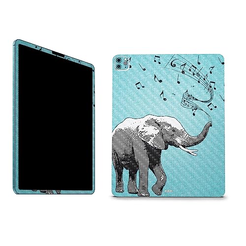 Image of MightySkins Carbon Fiber Skin Compatible with Apple iPad Pro 12.9 inch M2 6th Gen (2022) Full Wrap Kit - Musical Elephant | Protective Durable Textured Carbon Fiber Finish | Easy to Apply Made in The USA