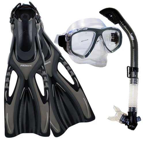 Promate Snorkeling Scuba Diving Purge Mask Snorkel Fins Gear Set/ SCS0072