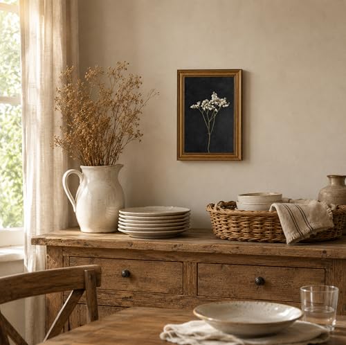 Image of NALEPS Dark Dried Floral Framed Wall Art, Moody Flower Wall Decor, 12x16 In