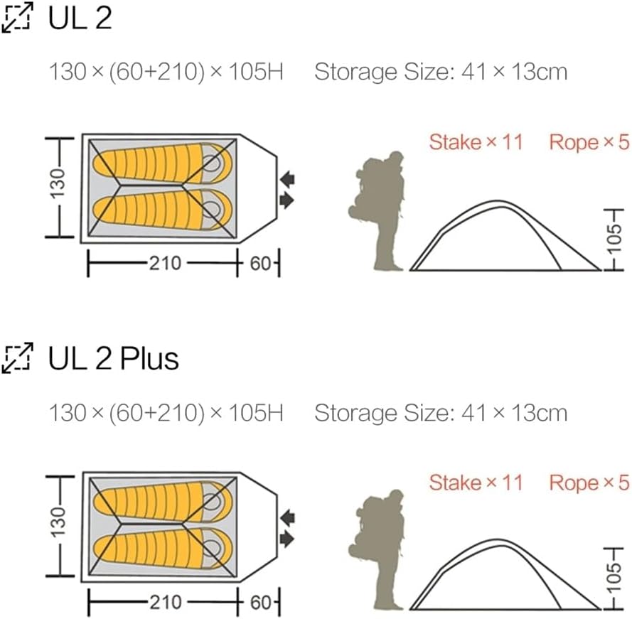 バックパッキングテント超軽量 1-2 人防水キャンプ屋外テント