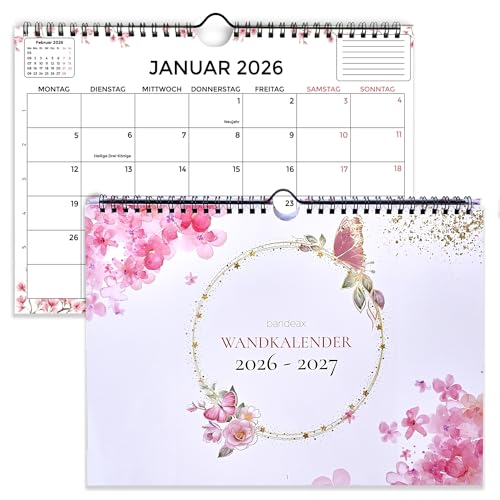 2 Jahre Monatskalender Jan 2026 Dez 2027 DIN A4 quer Wand-Kalender mit Feiertagen & Schulferien DE + AT Familienplaner Monatsplaner Ausgaben & Überblick Terminkalender für Büro