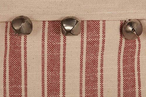 Piper Classics Sleigh Bells Ring Ticking Stripe Stocking, 12" X 20", Farmhouse Christmas Red & Cream W/Bells, Christmas, Country Holiday Décor #TOP3
