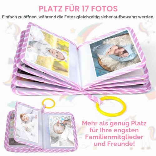 Aolso Baby Fotoalbum 17 Fotos, Baby Fotobuch mit Beißring und Anhänger, Babyalbum aus weichem Stoff, Mein erstes Familienalbum… – Ansicht 5