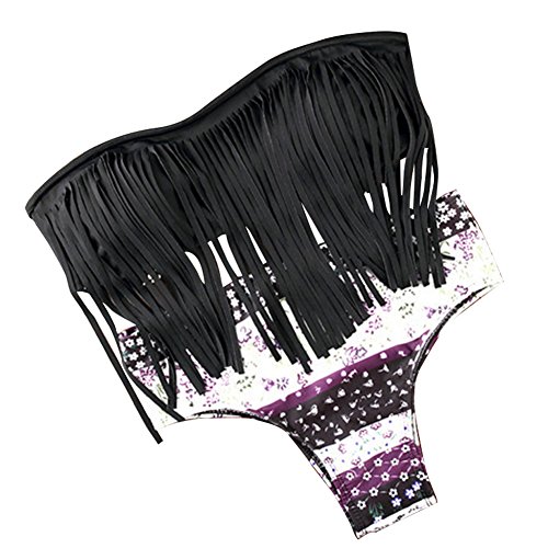 DELEY Mujeres Niñas Flecos Borlas Halter Bandeau Push Up Bikini Sets Vacaciones...