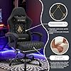 Symino Chaise de Gamer Ergonomique, Chaise Gaming avec Soutien Lombaire Repose-Pieds, Fauteuil de Bureau réglable et pivotant capacité de Charge 150 kg, Cuir PU Noir