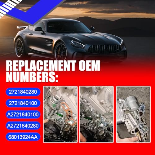 Image of SMMS Engine Oil Filter Housing Cooler Seal Gasket for Mercedes-Benz C280, C300, C350, CL550, CLK350, CLK550, CLS550, 2006-2012, 3.0L 3.5L V6 V8 Replaces OE: 2721840280