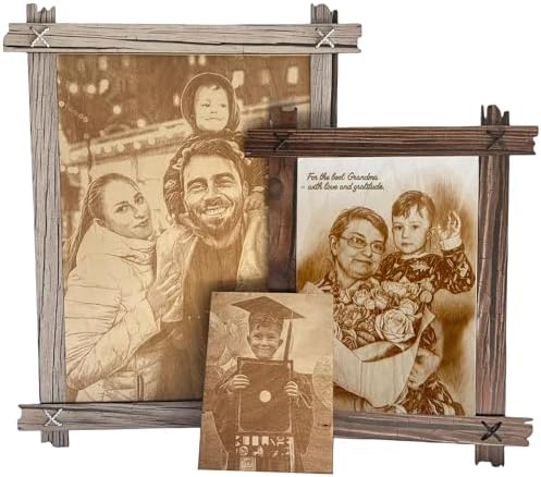 Custom Engraved Wooden Portrait Gift - Personalized Photo Engravi...