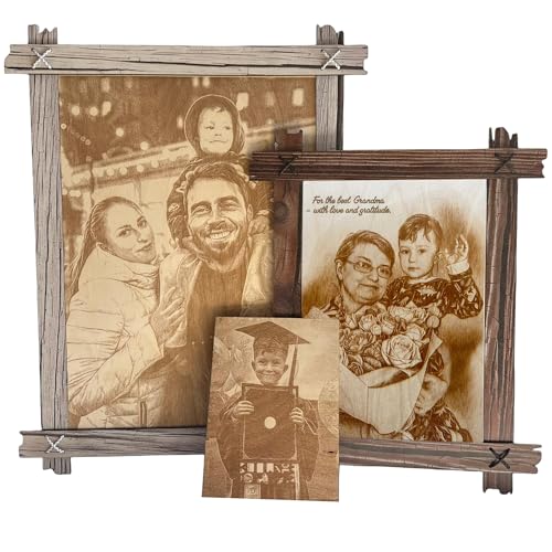Custom Engraved Wooden Portrait Gift - Personalized Photo Engravi...