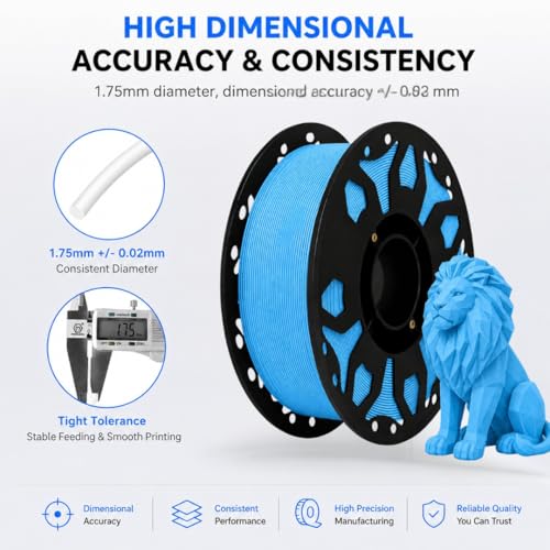 Image of FILAMONT PLA+ 3D Printer Filament 1.75mm, High Strength & Low Warp Printing Material, Dimensional Accuracy ±0.02mm, Vacuum Sealed with Desiccant, 1kg Spool (Sky Blue)