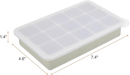 Miniatura 2 de MECCANIXITY Molde para cubitos de hielo, bandeja de cubitos de hielo de 15 rejillas con tapa para cóctel, jugo, bebida casera (verde)