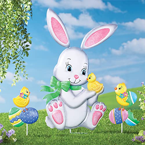 Collections Etc Easter Bunny and Friends Garden Stake Set