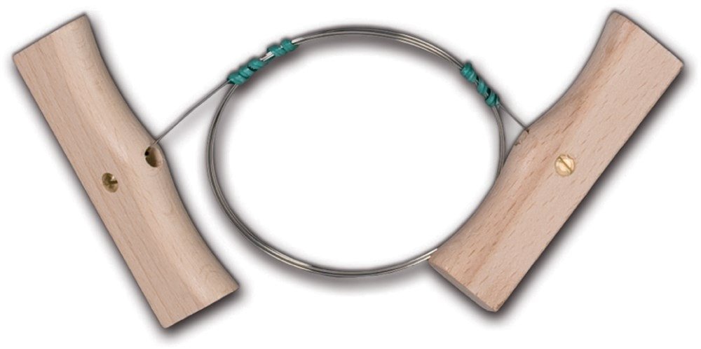 Filo a due mani acciaio inox, manici legno cm 130