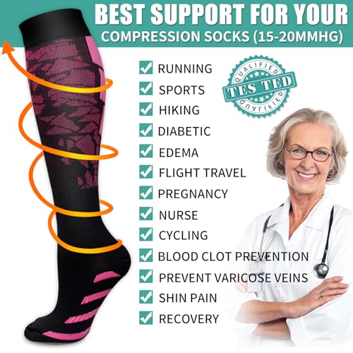 Image of Laite Hebe 3 Pack Medical Compression Sock-Compression Sock For Women and Men Circulation -Best for Running,Nursing,Athletic Sports
