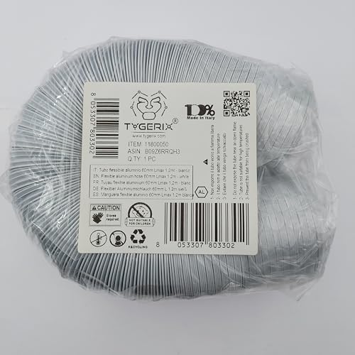 TYGERIX® DN 60 mm / 6 cm / 2 3/8" (2.375 inch) Aluminum Flexible Hose, White, 1.2 meters - Image 2