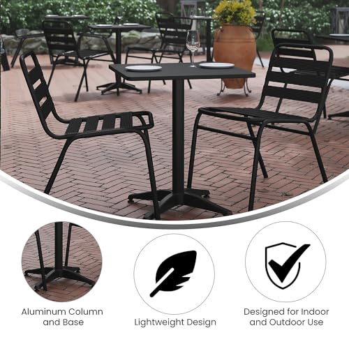 Flash Furniture TLH-053-1-BK-GG Mellie 23.5'' Square Aluminum Indoor-Outdoor Table thumb #3