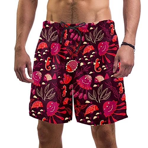 Short de bain pour homme Flower Fish séchage rapide à doublure en maille XL