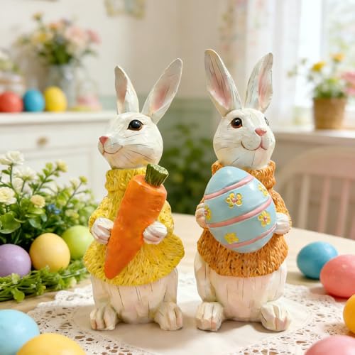 Figuras Decorativas Conejo de Pascua Resina 2 Piezas miniatura 5