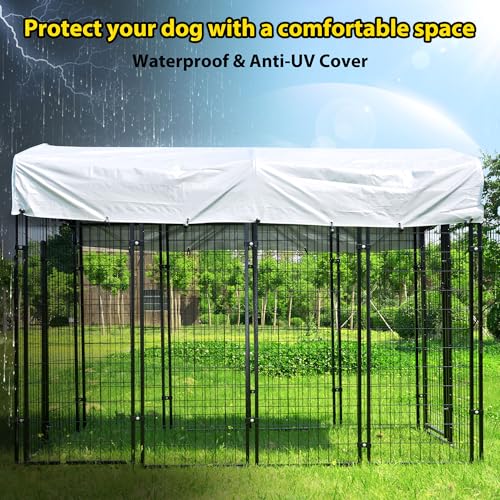 797Audio 8'X4'X6' Large Outside Dog Kennel With Roof, Indoor Outdoor Dog Run Animal Hutch Enclosure Dog Pen House Pet Playpen Metal Coop Fence With Lockable Door And Waterproof Cover thumb #2