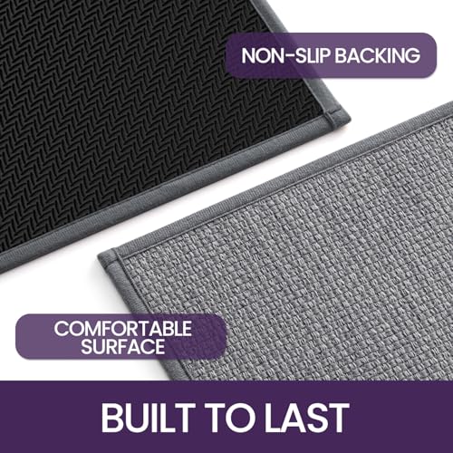 DEXI Indoor Door Mat 44 x 76 cm, Non Slip Rubber Backing, Low Profile Dirt Trapping Doormat for Entrance Patio, Pets, Grey - Image 4