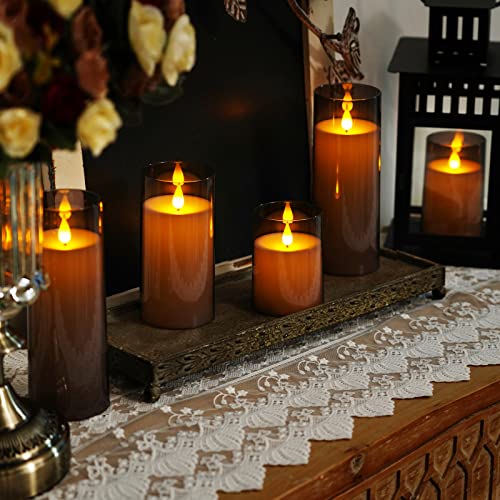 Homemory Gray Flickering Flameless Candles, Battery Operated Acrylic Led Pillar Candles With Remote Control And Timer thumb #4