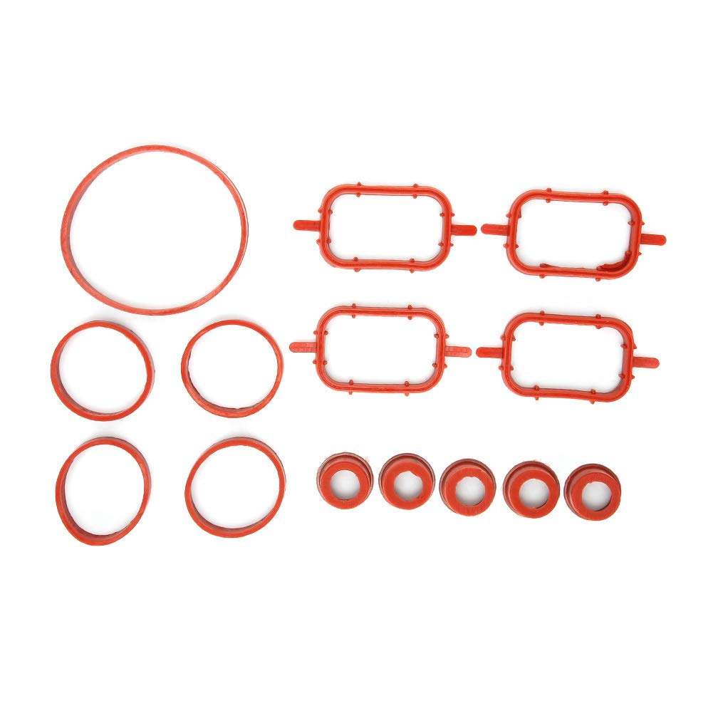 EBTOOLS Kit guarnizioni collettore di aspirazione, 14 Pezzi/Set Kit collettore di aspirazione Adatto per M57 M47 E87 E46 E90 E91 E92 E93 E39 E60 Motore a 6 cilindri