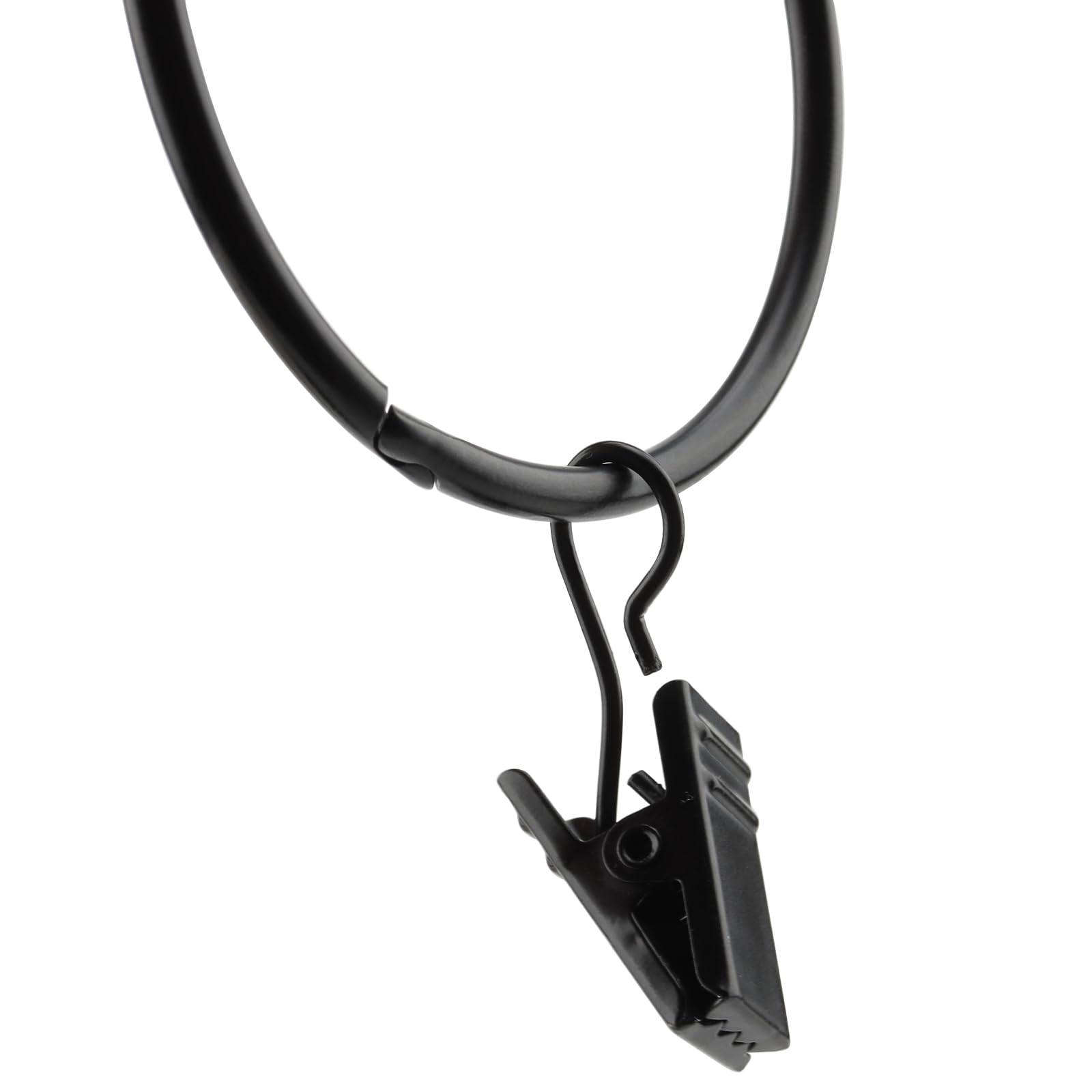 Lot de 80 anneaux de rideaux noirs de 3,8 cm avec clips, anneaux de tringle à rideaux ouverts en métal avec crochets, crochets antirouille pour chambre à coucher, salon, salle de bain