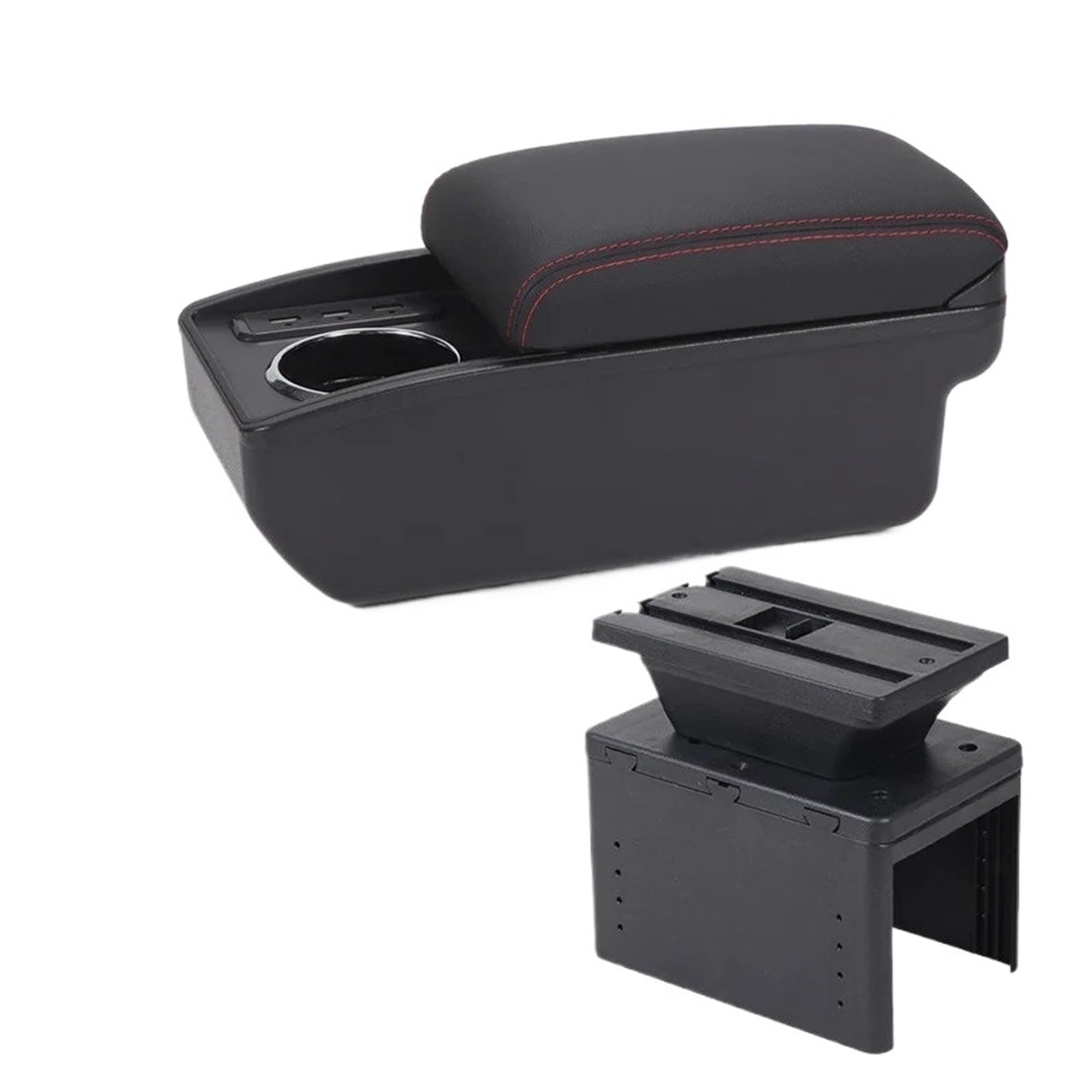 Hguvsjd Armrest Box Universal Armrest Storage Box Accessorie Modification Interior Retrofit Parts Dedicated Car Armrests(B Black red 6USB)