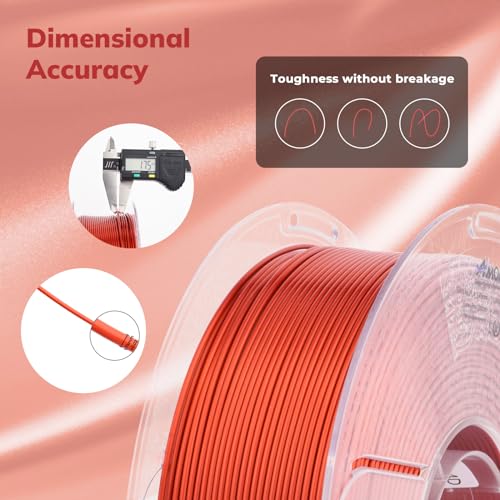 Image of AMOLEN Silk PLA 3D Printer Filament, Shiny Silk Red Copper PLA Filament 1.75mm, High Speed 3D Printing PLA Filament for Most 3D Printer, 1kg Spool(2.2lbs)