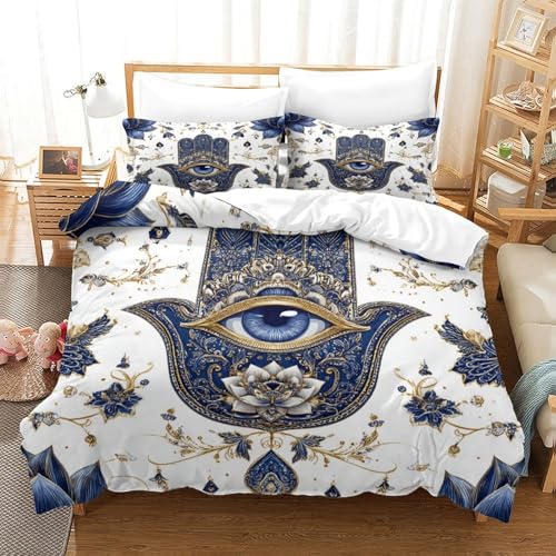 Housse de couette 140x200 Hamsa parure lit microfibre imprimé 3D