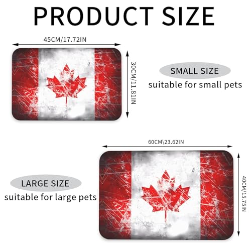 Saugfähige Futtermatte für Haustiere, 30 x 45 cm, Retro-Design mit Kanada-Flagge, schnell trocknendes Futter-Pad/Leder-Tischset, für Hunde und Katzen, Futternapf