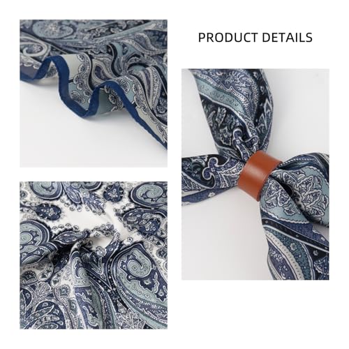 Image of 27.5 Inches Square Silk Feeling Neck Scarf for Men Necktie Silk Bandanas Pocket Square Cowboy Scarves